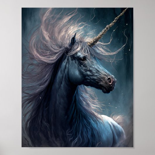 Black Unicorn Fantasy Art Poster (Voorkant)