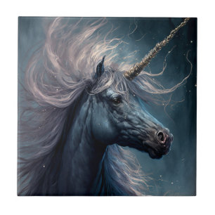 Black Unicorn Fantasy Art Tegeltje