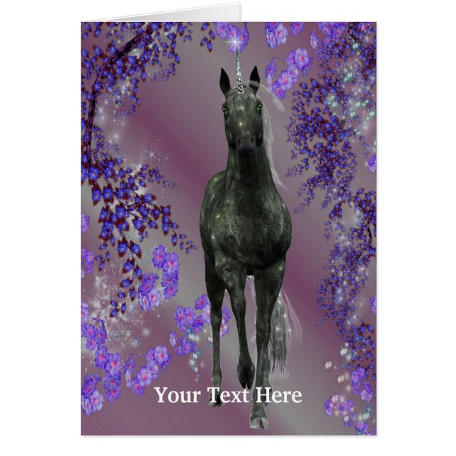 Black Unicorn Fantasy Horse Art-fotokaart (Voorkant)