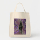 Black Unicorn Flowers Fantasy Canvas tas (Voorkant)
