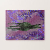 Black Unicorn Flowers Fantasy Horse Art Legpuzzel (Horizontaal)