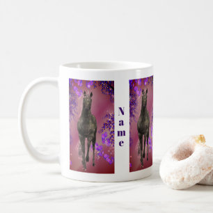 Black Unicorn Flowers Fantasy Personalized Koffiemok