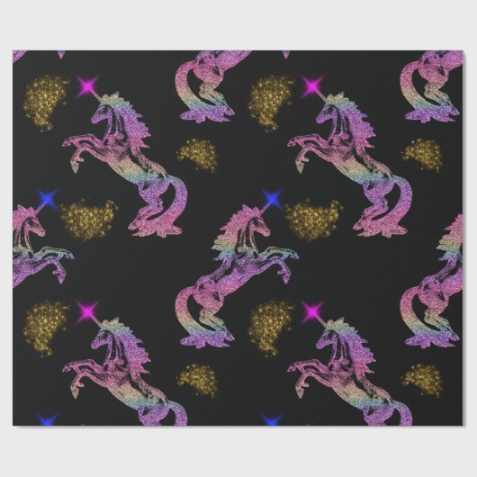 Black Unicorn Magic Cadeaupapier (Vlak)