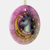 Black Unicorn Moon Keramisch Ornament (Rechts)