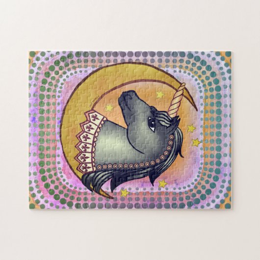 Black Unicorn Moon Legpuzzel (Horizontaal)