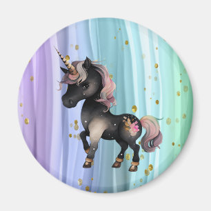 Black Unicorn Paars roze tail Magneet