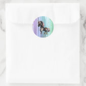 Black Unicorn Paars roze tail Ronde Sticker (Tas)