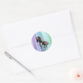 Black Unicorn Paars roze tail Ronde Sticker (Envelop)