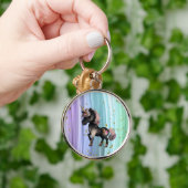 Black Unicorn Paars roze tail Sleutelhanger (Hand)