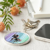 Black Unicorn Paars roze tail Sleutelhanger (Zijkant)