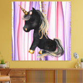 Black Unicorn Pink Ears Canvas Afdruk (Insitu (Woonkamer))