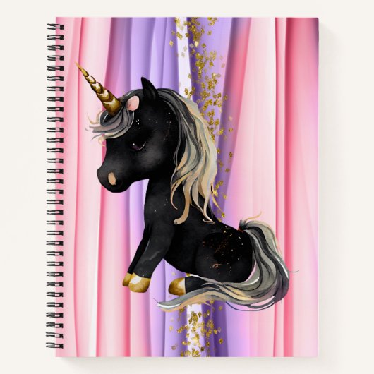 Black Unicorn Pink Ears Notitieboek (Voorkant)