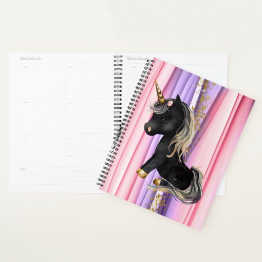 Black Unicorn Pink Ears Planner (Display)