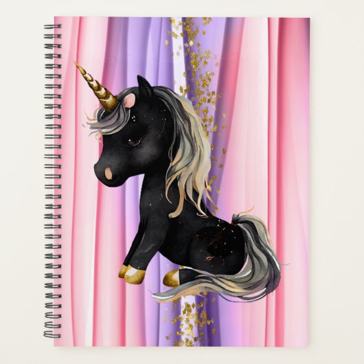 Black Unicorn Pink Ears Planner (Voorkant)