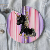 Black Unicorn Pink Ears Ronde Button 6,0 Cm (In situ)