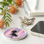 Black Unicorn Pink Ears Sleutelhanger (Zijkant)