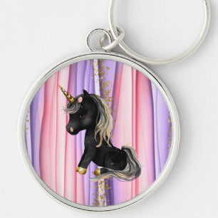 Black Unicorn Pink Ears Sleutelhanger