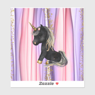 Black Unicorn Pink Ears Sticker