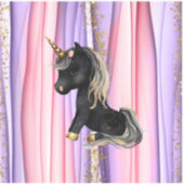 Black Unicorn Pink Ears Sticker (Voorkant)