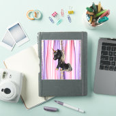Black Unicorn Pink Ears Sticker (iPad Cover)