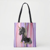 Black Unicorn Pink Ears Tote Bag (Voorkant)