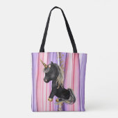 Black Unicorn Pink Ears Tote Bag (Achterkant)
