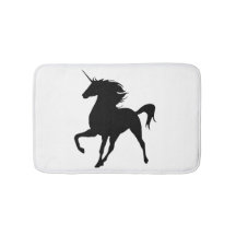 Black Unicorn Silhouette Bath Mat