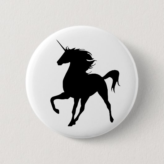Black Unicorn Silhouette Button (Voorkant)