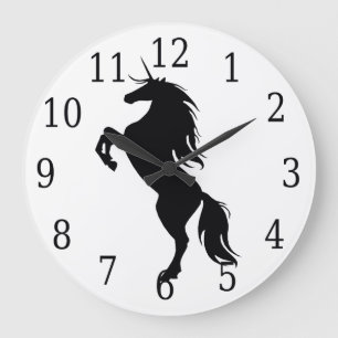Black Unicorn Silhouette Clock Grote Klok