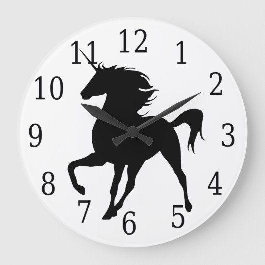 Black Unicorn Silhouette Clock Grote Klok (Voorkant)