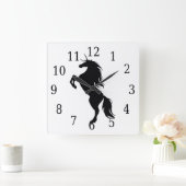 Black Unicorn Silhouette Clock Vierkante Klok (Huis)