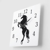 Black Unicorn Silhouette Clock Vierkante Klok (Hoek)