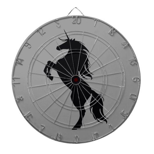 Black Unicorn Silhouette Dart Board Dartbord (Voorkant)