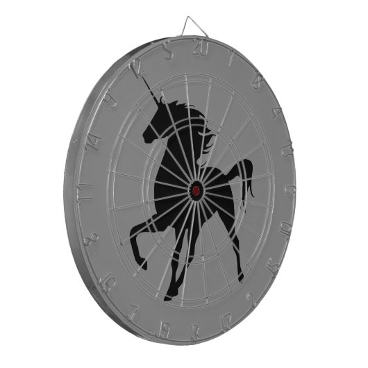 Black Unicorn Silhouette Dart Board Dartbord (Voorkant Links)