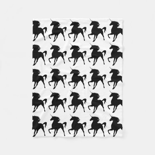 Black Unicorn Silhouette Fleece Blanket Deken (Voorkant)