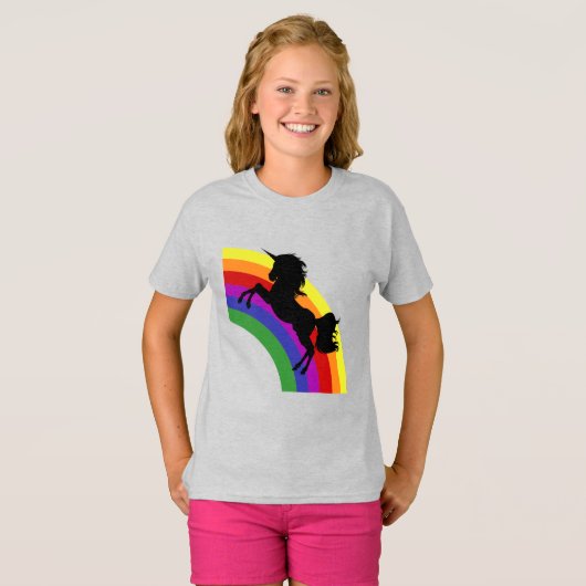Black Unicorn Silhouette met Shirt van Regenboogme (Voorkant volledig)