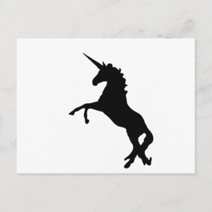 Black Unicorn Silhouette op Hind Legs Briefkaart