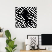 Black Unicorn Silhouette op Zebra Print Poster (Thuiskantoor)