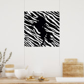 Black Unicorn Silhouette op Zebra Print Poster (Keuken)