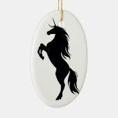 Black Unicorn Silhouette Oval Ornament (Rechts)