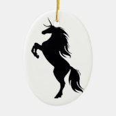 Black Unicorn Silhouette Oval Ornament (Voorkant)