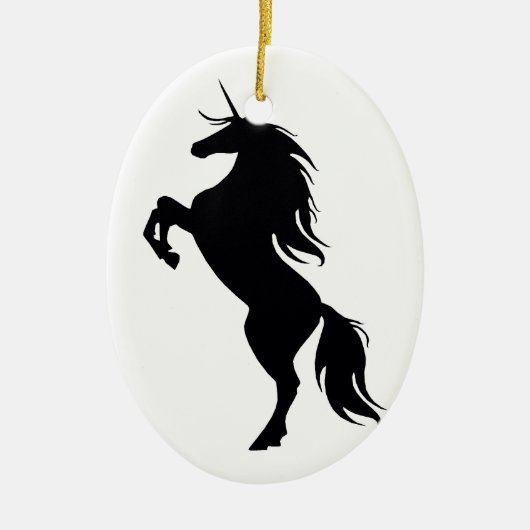 Black Unicorn Silhouette Oval Ornament (Voorkant)