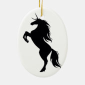 Black Unicorn Silhouette Oval Ornament (Achterkant)
