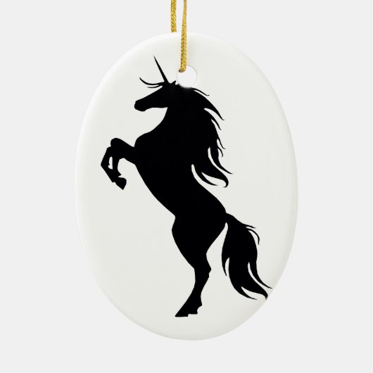 Black Unicorn Silhouette Oval Ornament (Achterkant)