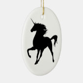 Black Unicorn Silhouette Oval Ornament (Rechts)