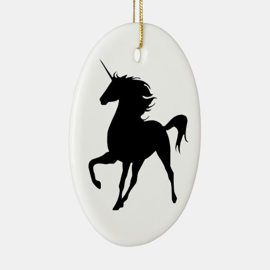 Black Unicorn Silhouette Oval Ornament (Rechts)