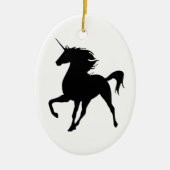Black Unicorn Silhouette Oval Ornament (Voorkant)