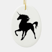 Black Unicorn Silhouette Oval Ornament (Achterkant)