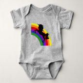Black Unicorn Silhouette Rainbow Baby Bodysuit (Voorkant)