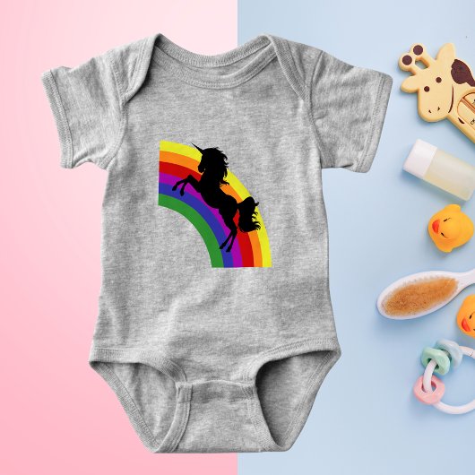 Black Unicorn Silhouette Rainbow Baby Bodysuit